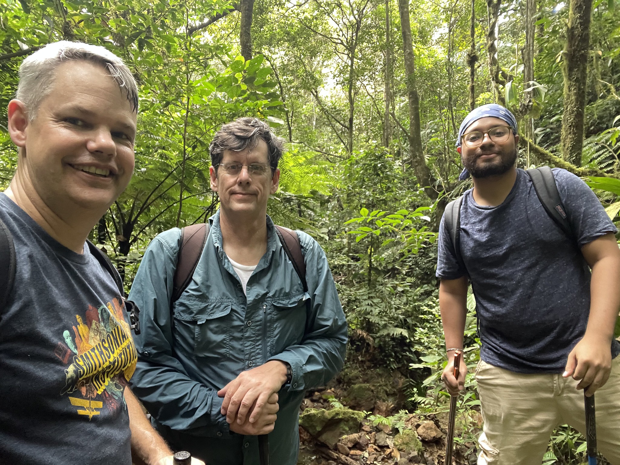 Brian Gratwicke PARC coordinator, Roberto Ibáñez the Director of PARC and Oliver Granucci research intern working in the field. 